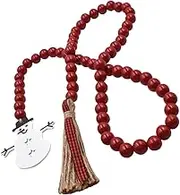 KITANDOVE Christmas Bead Garland with Tassel Versatile Wall Table Decor for Home Living Bedroom and Office DIY Snowman Tag Ornament for Festive Celebrations
