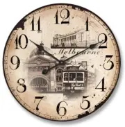 Melbourne Wall Round Clock Rustic Vintage Wooden Wall Hanging Home Decor
