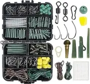 Set of 307 NUZAMAS Carp Fishing Accessories Kit Carp Fishing Tackle Set Fishing Gear Including Lure Screw Anti-Tangle Link Sleeves Hook Stop Beads