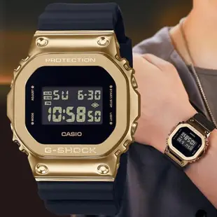 CASIO G-SHOCK 經典方框 奢華黑金電子腕錶 GM-5600G-9