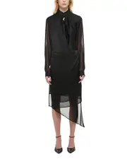 Helmut Lang Scarf Cowl Silk Shirt Dress