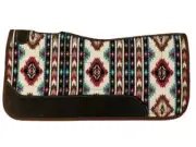 New! 31" x 32" AZTEC PRINT CONTOURED FELT SADDLE PAD w/ Top grain wear leathers