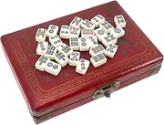 KOMBIUDA Mini Mahjong Plaything Compact Chinese Mahjong Set 20 Tiles for Travel Casual Play