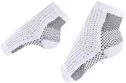 [FRCOLOR] 2 Pack Plantar Socks with Compression Breathable Elastic Ankle Support for Sports and Daily Wear Size S/white with Black