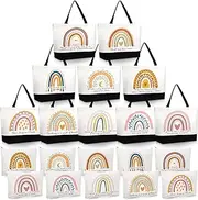 20 Pcs Teacher Appreciation Canvas Tote Bags with Makeup Pouchs Thank You Gifts for Housekeeping Veterinary Christmas