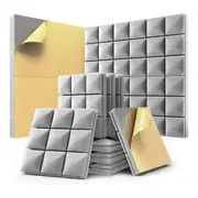 12 Pack Sound Proof Foam Panels with Self-Adhesive, 12 x 12 x 2 Inches Acoustic Panels,Soundproof W Gray