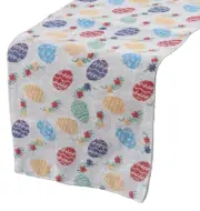 Extra Long Tapestry Table Runner,13"x72", EASTER COLORFUL EGGS,blue back,Mabelle
