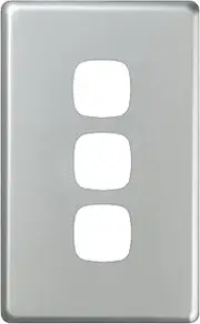 HPM Excel 3 Gang Light Switch Cover Plate, Matt Silver