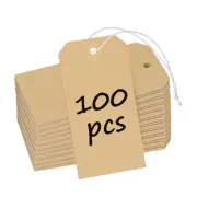 100 Pcs Kraft Tags Blank Shipping Tags with Elastic String Attached Hanging