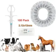 100Pcs 2.12x12mm Pet Animal Microchip FDX-B Pet ID Tag Chips 134.2KHz