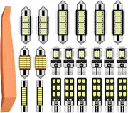 Justech 22PCs Can-bus Error Free LED SMD Bulbs Kit Set Spare Parts for Car Interior Dome Map Door Courtesy License Plate Lights Festoon C5W T10 168 194 2825 Xenon-White