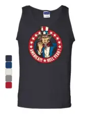 America Hell Yeah Tank Top Uncle Sam Patriotic Stars and Stripes Sleeveless