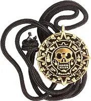 [Giraffe Manufacturing] Antique Coin Necklace, Pirates of The Caribbean Skull Medallion Pendant with Black Cord, Pirate Medallion Necklace, Halloween Costume Pirate Jewelry, Pirate Necklace Men & Women,