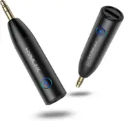 Bluetooth 5.3 Car Aux Adapter with Enhanced Microphone, 3.5mm Jack for Black