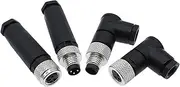 Xiaojiang Store M8 Connector Screw Threaded Coupling Male Female Straight Angle 3 4 Pin(Male Insert,4 pin Straight)