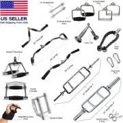 Home Gym Attachments Tricep Rope Lat Bar Press Down Cable Machine Curl Pulldown