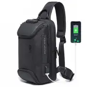 Anti-theft Shoulder Bag TSA Lock Waterproof Crossbody Bag USB Charging Men Handbag Travel Storage Bag BLACK COLOR