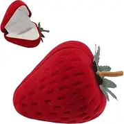 [Generic] Daseeme Ring Storage Box, Cute Strawberry Shaped Ring Storage Box, Flocked Ring Container, Engagement and Wedding Ring Protector Jewelry Box, Valentine's Day Gift