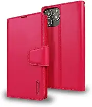 ZUSLAB Hanman iPhone 13 Pro Max Leather Credit Card Wallet Flip Case for Apple - Hot Pink