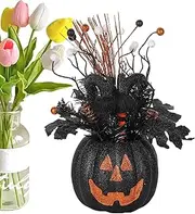 Halloween Pumpkin Table Ornament - Indoor Outdoor Table Centerpieces Black Pumpkins Figurines - Versatile Pumpkin Figurine Decoration Halloween Parties Favors