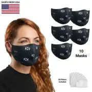NVX NM25BK (10-Pack) Black Reusable Cloth Face Masks with 50 PM2.5 Filters