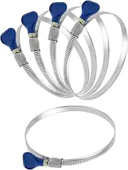 4 Inch Thumb Screw Key Adjustable 304 Stainless Steel Hose Clamp - Pipe, Worm Gear, Dryer Vent, Dust Collection, Automotive, RV - 5 Pack