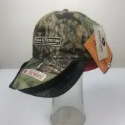 Field & Stream Hat Cap Camouflage Mossy Oak Call Pocket Strap Back Hook Loop NWT