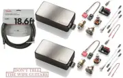 EMG 81X + 60X BRUSHED CHROME HUMBUCKER SET SHORT SHAFT POTS & WIRE (FENDER 18FT)