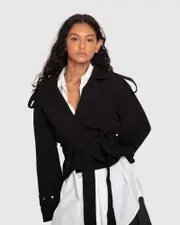 [Belle & Bloom] Fast Car Cropped Trench - Black