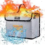 Fireproof Lipo Battery Guard Safe Bag, Made of Liquid Silicone Coated Fiberglass,Large Storage Space with Double Metal Zipper Pouch, Handle Design