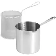 Stainless Steel Fryer Frying Pans Deep Pot with Strainer Basket Dad