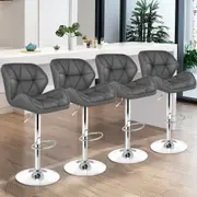 4x ALFORDSON Bar Stools Rhombus Motif Grey