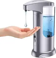 AMIR 370ml Touchless Automatic Soap Dispenser for Kitchen and Bathroom,Battery Operated Automatic Liquid Hand Soap Dispenser,Adjustable Soap Dispensing Volume,Water-Resistant,Silver