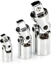 NPKNGZTATW 1/4 Inches 3/8 Inches 1/2 Inches Universal Joint Set Ratchet Angle Extension Bar Socket Adapter Manual and Pneumatic Bendable Adapter Socket Tools Sleeve Socket(3pcs-Silver)
