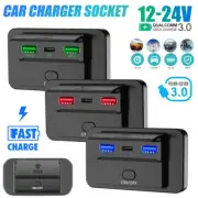 66W Universal Fast Car Charger Dual QC3.0+PD USB Adapter Power Socket Mount Pane