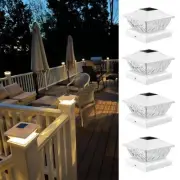 Solar Powered LED Deck Post Light Garden Cap Square Landscape Fence Lamp W9I3