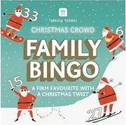 Talking Tables Family Bingo Game, Posing Santa Bingo Numbers, 100 Sheets Score Pad, Christmas, Dinner Party, Fun Travel Pocket Games for Kids, Adults, Card Games, Xmas Stocking Filler, Ages 5+