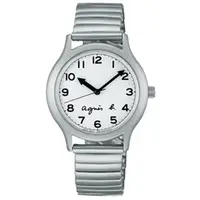 在飛比找momo購物網優惠-【agnes b.】經典再現復刻時尚限量腕錶-白x銀(VJ2