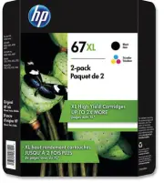 HP 67XL, High Yield Black/Tri-Color Ink Cartridges 2-Pack (Orignal)