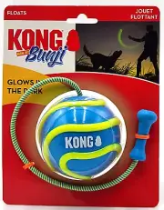 Kong Wavz Bunji Ball High Viz Large Blue Glo In The Dark Dog Fetch Toy 3.25x17"