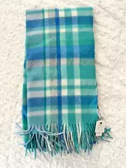 Talbots 100% Cashmere Scarf Blue Plaid NEW WITH TAGS