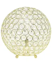 Lalia Home Elipse Medium 10in Contemporary Metal Crystal Round Sphere Glamourous Orb Table Lamp