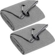 2 Pack 16" x 24" Tri-fold Golf Towels, Premium Microfiber Fabric Waffle Patte...