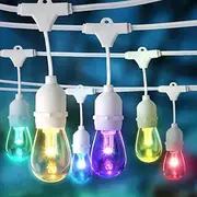 Groverdi 20M RGB LED String Lights Outdoor Festoon Light with Remote App WiFi Control Party Lights, 20 S14 Shatterproof Bulb for Patio Garden Backyard Balcony Gazebo Party(Clear White)