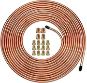 25 Ft. of 1/4 Brake Line Tubing Kit - Muhize Flexible Copper Nickel Tube Roll 25 ft 1/4" (Includes 16 Fittings)