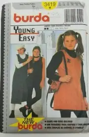 Burda 3419 Girls Junior Jumper Pinifor Dress Sewing Pattern Sizes 10-16