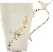 Coffee Cup Teacup,Vintage Bone China Tea Cup, Floral Coffee Teacup,Coffee Mug 350ML Exquisite Bone China Bird Mug Breakfast Milk Cup Hand-Painted Pattern Coffee Cup Tea Cup (Color : Gold) (Color : G