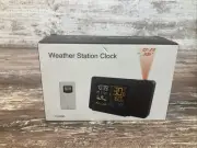 Weather Station LED Alarm Clock with Wireless Sensor-Digital Projector-Calendar