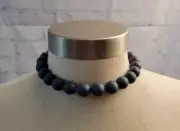 Ashley Cooper Beaded Necklace Set W Earrings Navy Silvertone