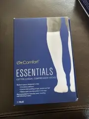 Dr. Comfort Men's Below Knee Compression Socks White 20-30 mmhg Large 10.5-12